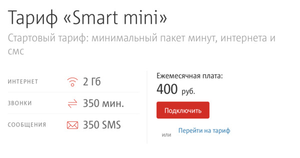 Тариф «Smart mini»